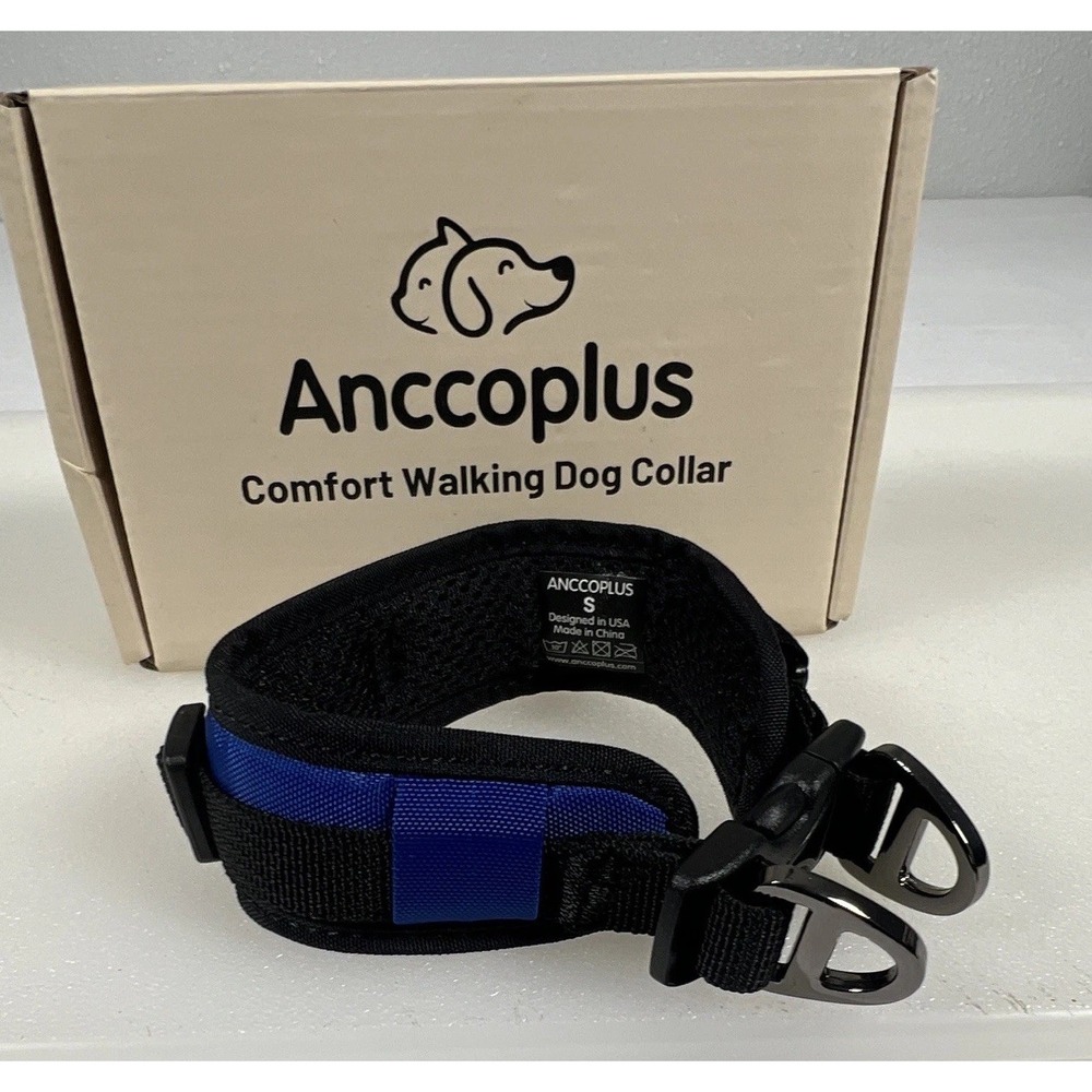 Anccoplus Comfort Walking Dog Collar Small Blue NEW Padded Mesh Heavy Duty